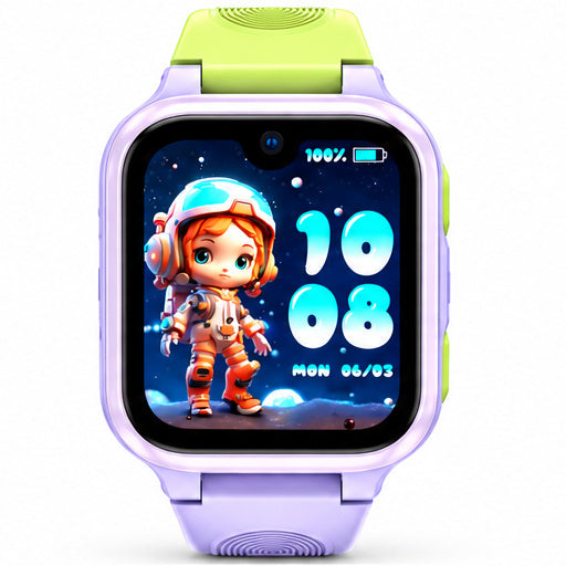 Lagenio K9 Kinder-Smartwatch in Lila-rün Frontansicht mit AMOLED-Display