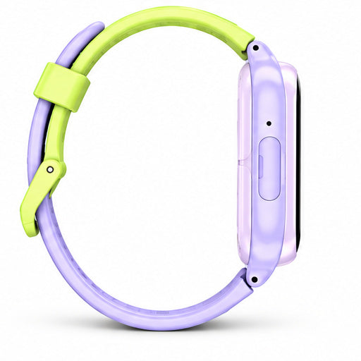 Lagenio K9 Kinder Smartwatch in Lila-Grün-Seitenansicht mit Gehäuse und Armband